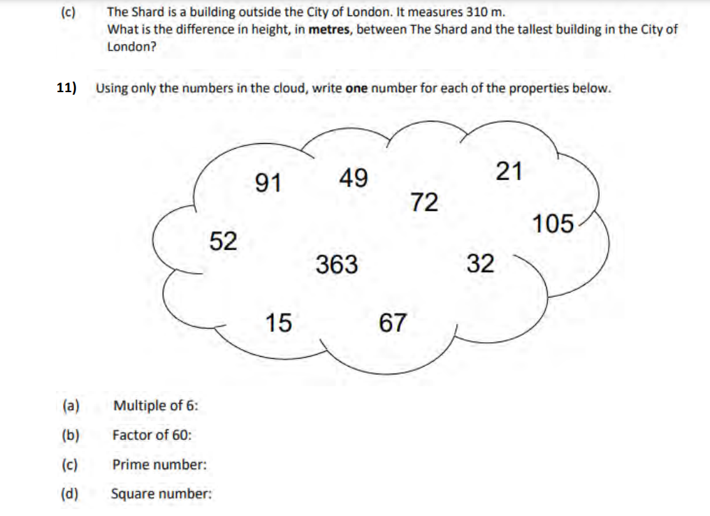 约克蒙特学校The Mount School York 11+数学入学考试