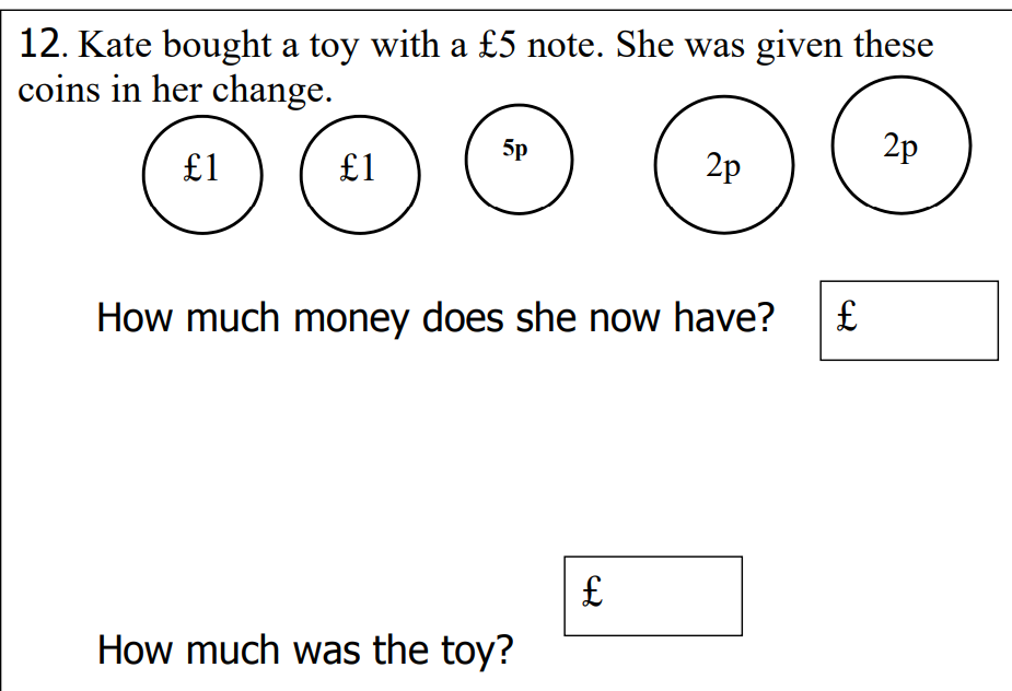 剑桥圣玛丽中学St Mary’s School, Cambridge Year 3数学入学考试笔试题